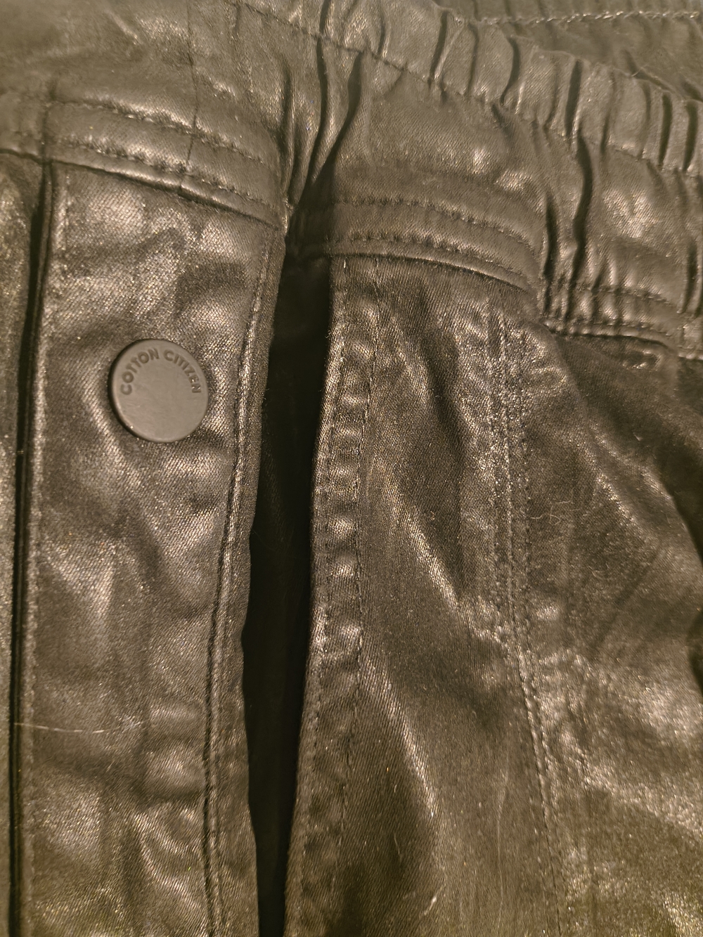 Cotton Citizen Black Faux Leather Drawstring Waist Pants - Picture 3 of 4